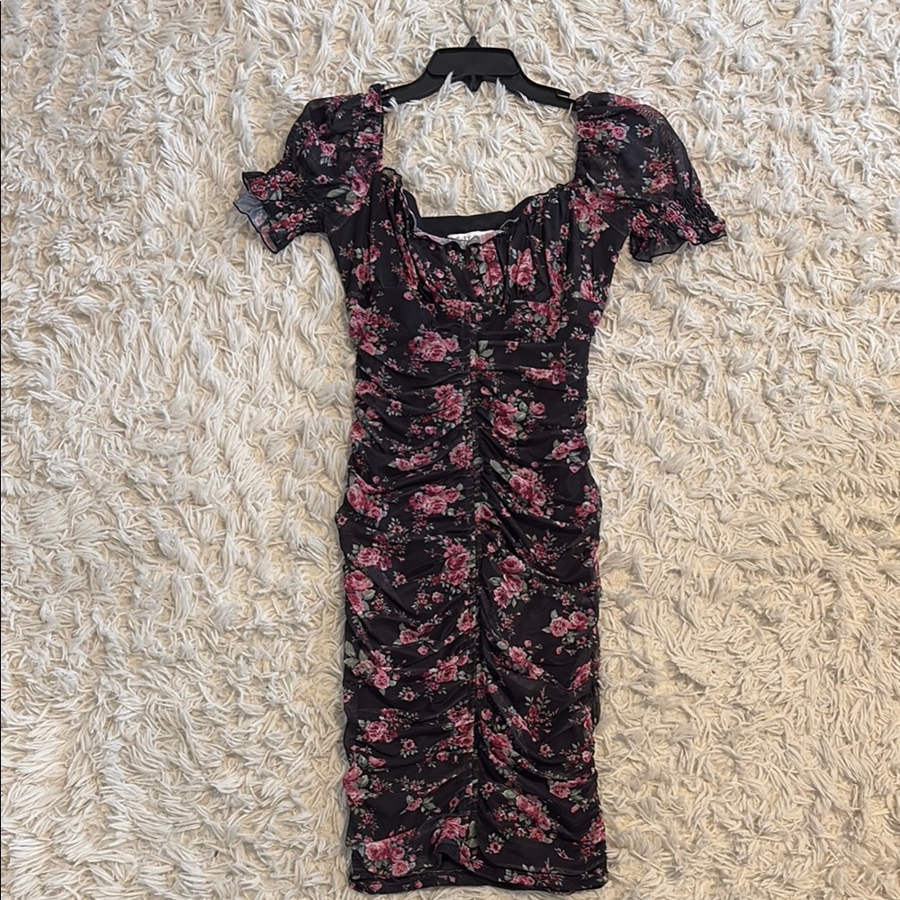 Floral Black and Pink Women's Dress